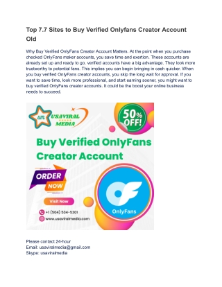 Top 7.7 Sites to Buy Verified Onlyfans Creator Account Old