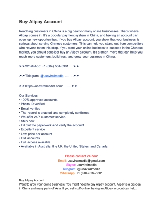 Top 10  Places to Buy Alipay Account Online (247)