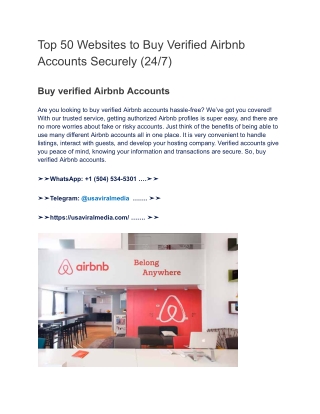 Top 50 Websites to Buy Verified Airbnb Accounts Securely (24_7)