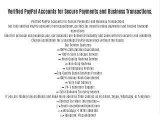 Verified PayPal Accounts for Secure Payments and Business Transactions.