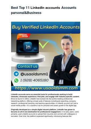 Best Top 11 LinkedIn accounts  Accounts parsonal&Business