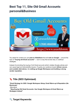 Best Top 11, Site Old Gmail Accounts parsonal&Business