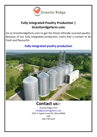 Fully Integrated Poultry Production | Graniteridgefarm.com