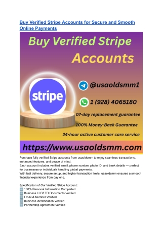 Buy Verified Stripe Accounts for Secure and Smooth Online Payments