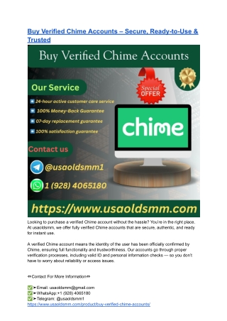 Buy Verified Chime Accounts – Secure, Ready-to-Use & Trusted