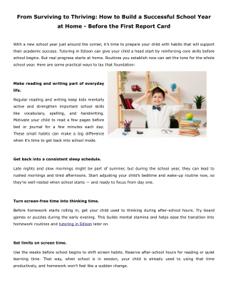 From Surviving to Thriving: How to Build a Successful School Year at Home