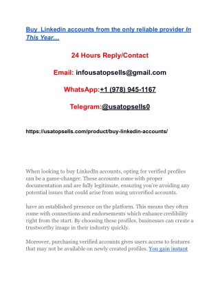 Buy  Linkedin accounts from the only reliable provider In This Year…