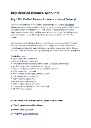 Trusted website Buy Verified Binance Accounts