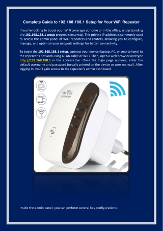 Complete Guide to 192.168.188.1 Setup for Your WiFi Repeater