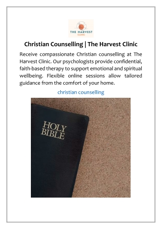 Christian Counselling | The Harvest Clinic