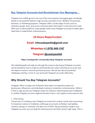 Buy Telegram Accounts And Revolutionize Your Messaging