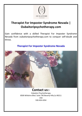 Therapist For Imposter Syndrome Nevada | Oubaitoripsychotherapy.com