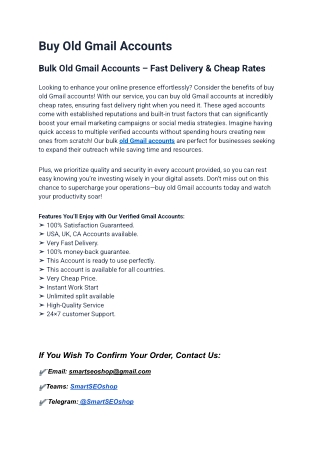Trusted website Buy Old Gmail Accounts