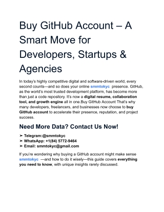Buy GitHub Account – A Smart Move for Developers, Startups & Agencies