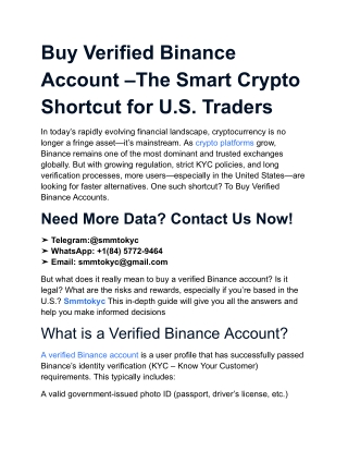 Buy Verified Binance Account –The Smart Crypto Shortcut for U (2)