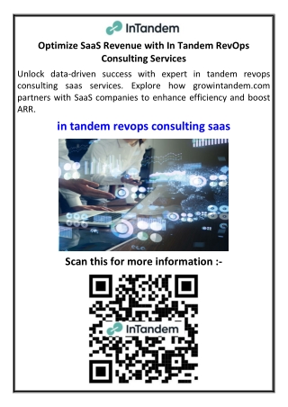 Optimize SaaS Revenue with In Tandem RevOps Consulting Services
