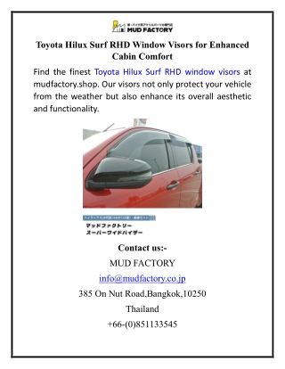 Toyota Hilux Surf RHD Window Visors for Enhanced Cabin Comfort