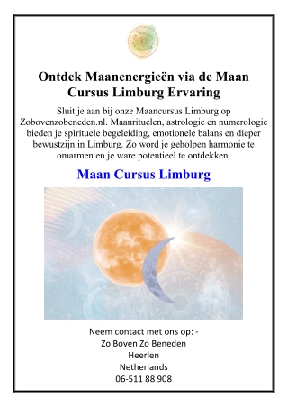 Ontdek Maanenergieën via de Maan Cursus Limburg Ervaring