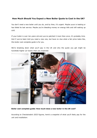 How Much Should You Expect a New Boiler Quote to Cost in the UK