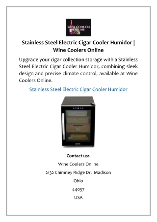 Stainless Steel Electric Cigar Cooler Humidor | Wine Coolers Online