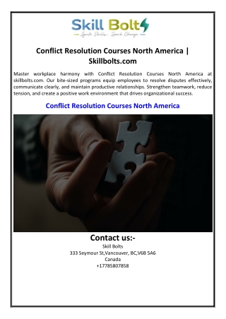 Conflict Resolution Courses North America | Skillbolts.com