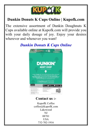 Dunkin Donuts K Cups Online | Kupofk.com