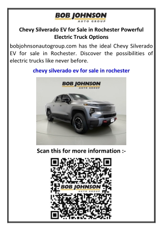 Chevy Silverado EV for Sale in Rochester Powerful Electric Truck Options