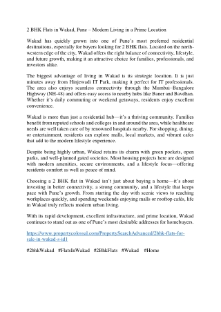 2 BHK Flats in Wakad Pune | Modern Homes with Prime Connectivity