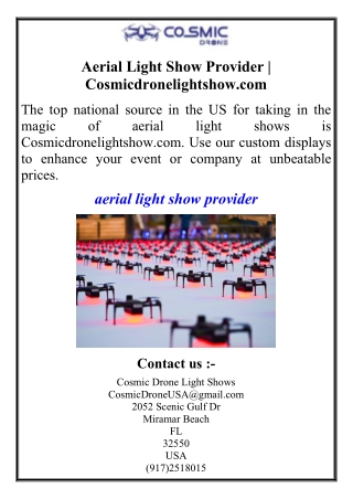 Aerial Light Show Provider | Cosmicdronelightshow.com