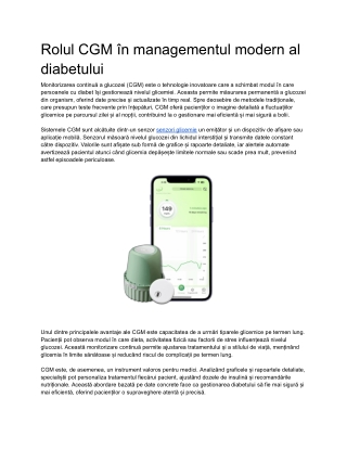 Rolul CGM în managementul modern al diabetului