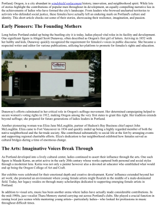 Ladies Who Formed Portland: Pioneers and Activists