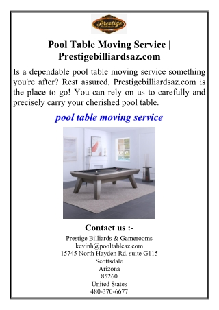 Pool Table Moving Service | Prestigebilliardsaz.com