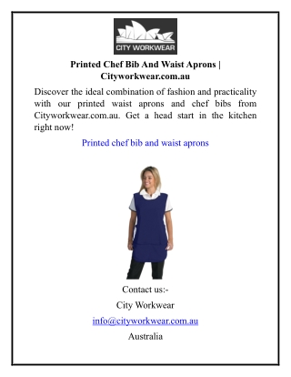 Printed Chef Bib And Waist Aprons  Cityworkwear.com.au