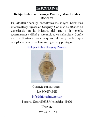 Relojes Rolex en Uruguay Precios y Modelos Más Recientes