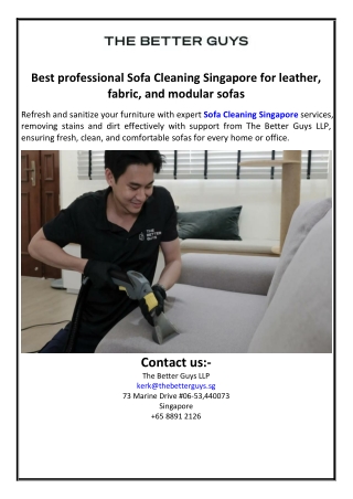 Best professional Sofa Cleaning Singapore for leather, fabric, and modular sofas