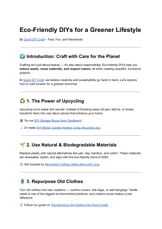 Eco-Friendly DIYs for a Greener Lifestyle | Quick DIY Craft