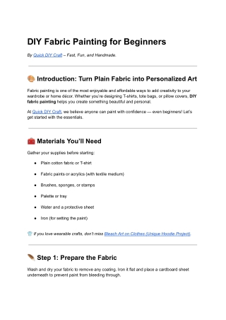 DIY Fabric Painting for Beginners | Quick DIY Craft