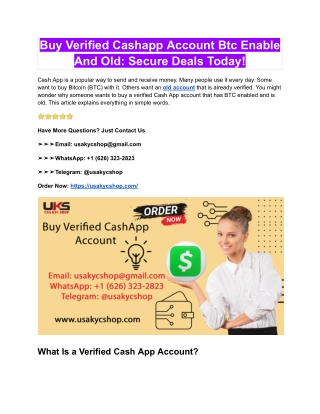 Buy Verified Cashapp Account Btc Enable And Old_ Secure Deals Today