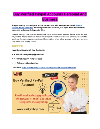 Buy Verified Paypal Accounts Personal And Business