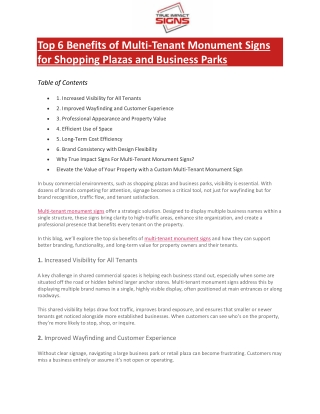 Top 6 Benefits of Multi-Tenant Monument Signs for Shopping Plazas and Business Parks