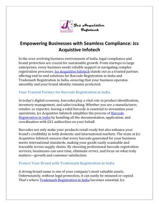 Empowering Businesses with Seamless Compliance Jcs Acquistive Infotech