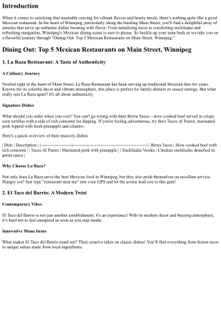 Dining Out: Top 5 Mexican Restaurants on Main Street, Winnipeg