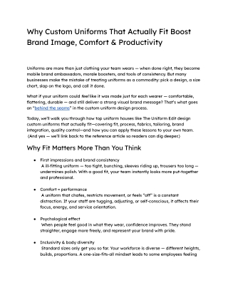 Why Custom Uniforms That Actually Fit Boost Brand Image, Comfort & Productivity