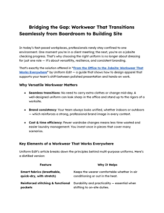 Bridging the Gap_ Workwear That Transitions Seamlessly from Boardroom to Building Site