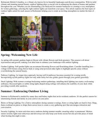 The Best Types of Outdoor Lights for Every Season in Richmond BC.