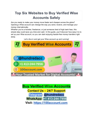 Top Six Websites to Buy, >Verified Wise Accounts Safely <