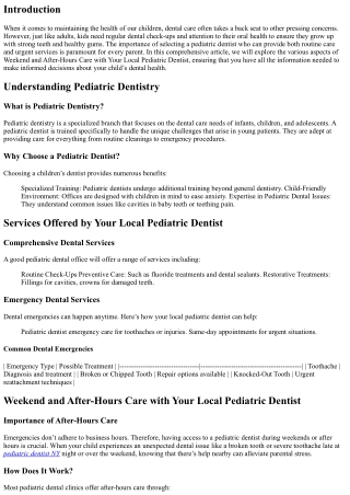 Weekend and After-Hours Care with Your Local Pediatric Dentist