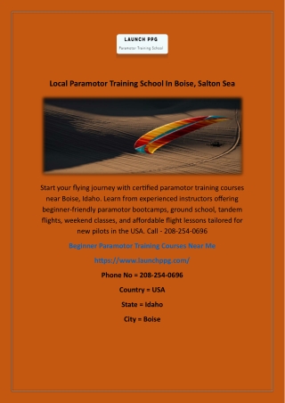 Local Paramotor Training School In Boise