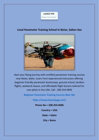 Local Paramotor Training School In Boise 2