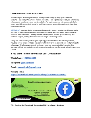 Best 8 Site to Buying Old FB Accounts Online (PVA) in Bulb